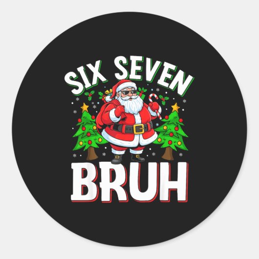 67 Meme Zes Zeven Bruh Sinterklaas Grappige Kerst Ronde Sticker (Voorkant)