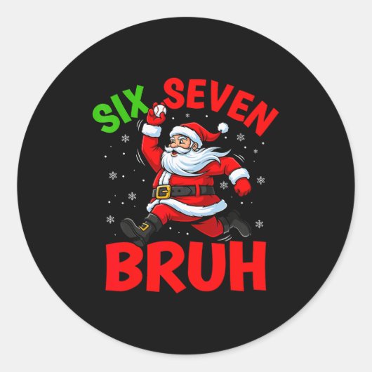 67 Meme Zes Zeven Bruh Sinterklaas Honkbal Grappig Ronde Sticker (Voorkant)
