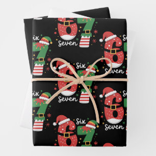 67 Meme Zes Zeven Elf Kerstmis Kerstman Hoed Inpakpapier Vel