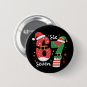 67 Meme Zes Zeven Elf Kerstmis Kerstman Hoed Ronde Button 5,7 Cm (Voorkant /achterkant)