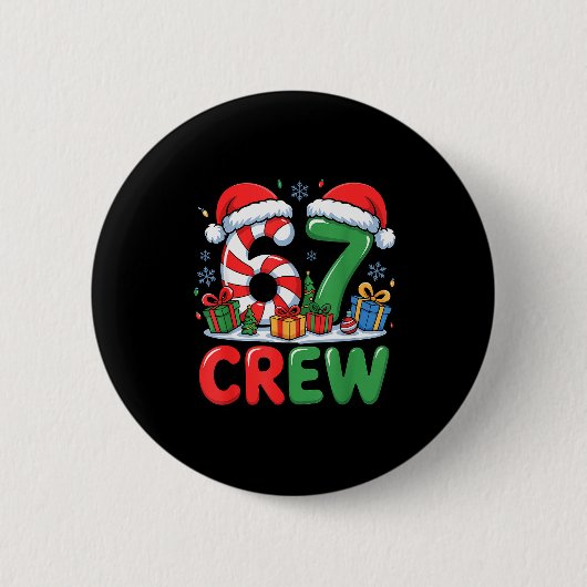67 Meme Zes Zeven Grappig Kerst Vrouwen Mannen Jon Ronde Button 5,7 Cm (Voorkant)
