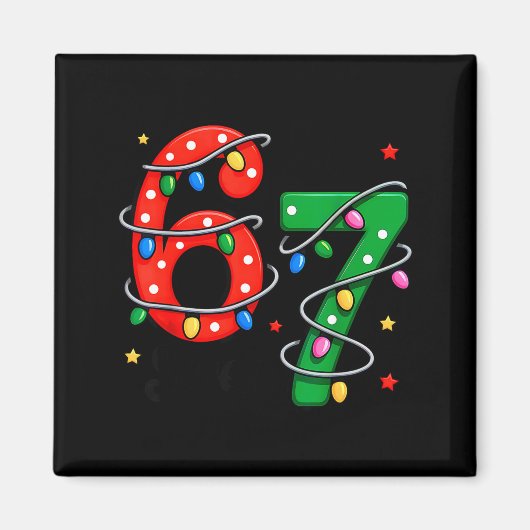 67 Meme Zes Zeven Grappige Kerst Pyjama Jongens Magneet (Voorkant)