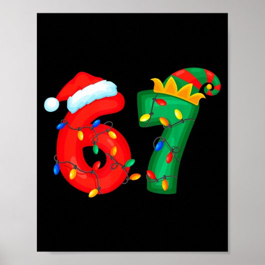 67 Meme Zes Zeven Grappige Kerstverlichting Pyjama Poster (Voorkant)