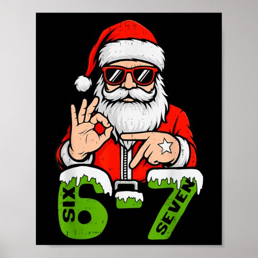 67 Meme Zes Zeven Kerstman Grappig Kerstmis Gen Z  Poster (Voorkant)