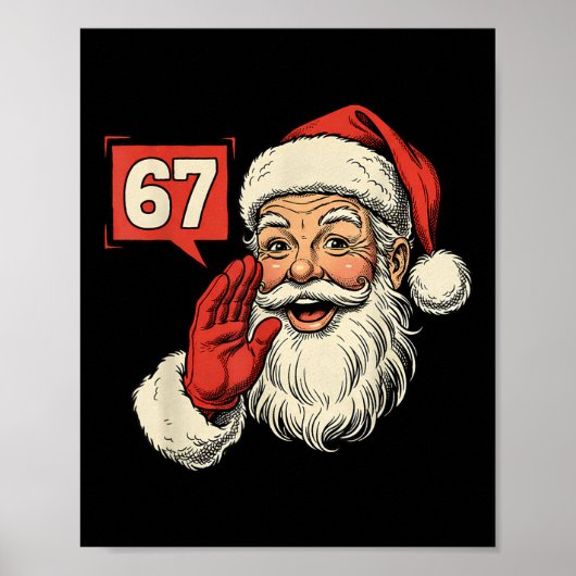 67 Meme Zes Zeven Kerstman Grappig Kerstmis Gen Z Poster (Voorkant)