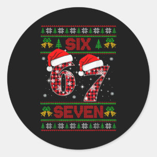 67 Meme Zes Zeven Kerstmis Horrortrui Voor Kindere Ronde Sticker