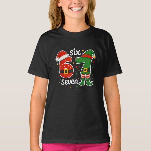 67 Meme Zes Zeven Kerstmis T-shirt (Voorkant)