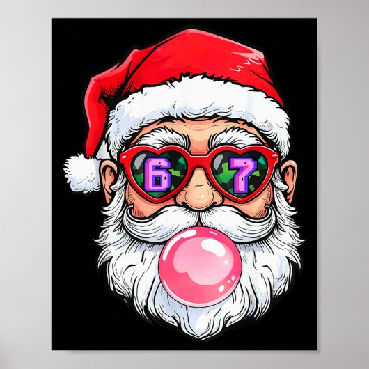 67 Meme Zes Zeven Nummer 6-7 6 7 Grappige Kerstman Poster (Voorkant)