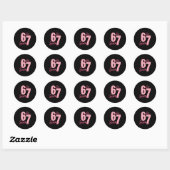 67 Meme Zes Zeven Ronde Sticker (Vel)