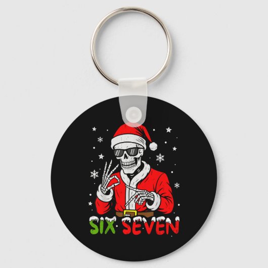 67 Meme Zes Zeven Skelet Kerstman Grappige Kerstmi Sleutelhanger (Voorkant)
