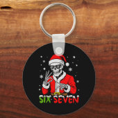 67 Meme Zes Zeven Skelet Kerstman Grappige Kerstmi Sleutelhanger (Voorkant)