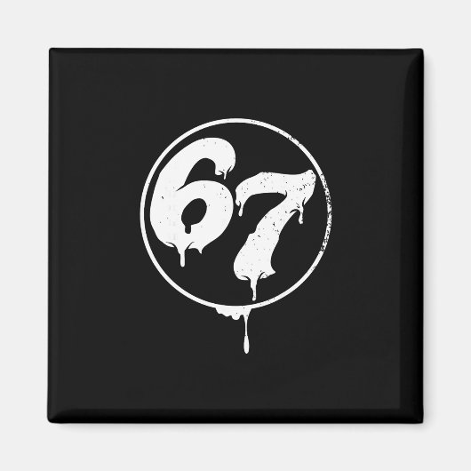 67 Meme Zes Zeven Urn Graffiti Stijl Magneet (Voorkant)