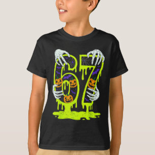 67 Mémoris trendy skelet Halloween grappig zes zev T-shirt