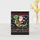 67 Merry Six Seven Santa T Rex Funny Ugly Christma Kaart (Gele Bloem)