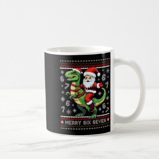 67 Merry Six Seven Santa T Rex Funny Ugly Christma Koffiemok (Rechts)