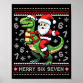67 Merry Six Seven Santa T Rex Funny Ugly Christma Poster (Voorkant)