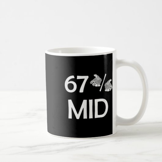 67% Mid Meme handen grappige internettrend 6-7 zes Koffiemok (Rechts)