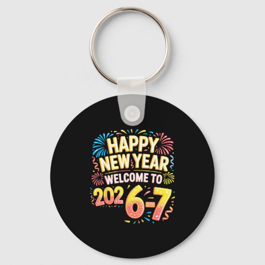 67 New Year's Eve - Happy New Year 2026-7 Funny 67 Sleutelhanger (Voorkant)