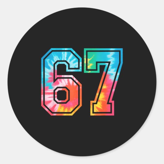 67 Number Meme Funny Six Seven Tie Dye Gen Alpha S Ronde Sticker (Voorkant)