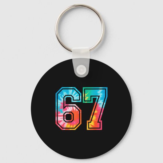 67 Number Meme Funny Six Seven Tie Dye Gen Alpha S Sleutelhanger (Voorkant)