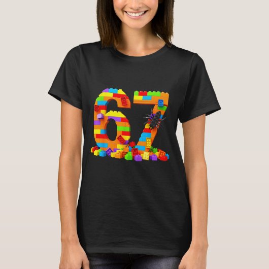 67 Number Meme Six Seven 6 7 Building Blocks Gen A T-shirt (Voorkant)