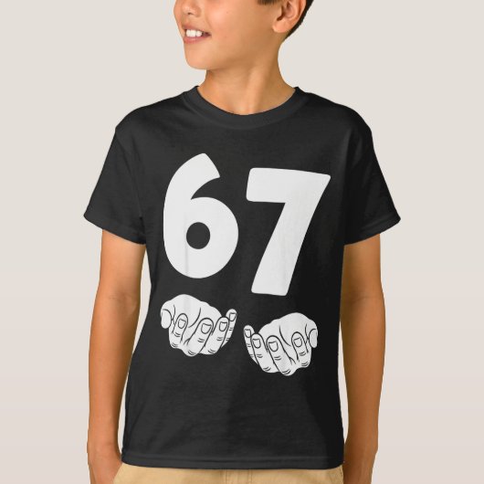 67 Number Sixty-seven Funny Hands Meme Teen Kid Ma T-shirt (Voorkant)
