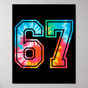 67 Nummer Meme Grappig Zes Zeven Tie Dye Gen Alpha Poster