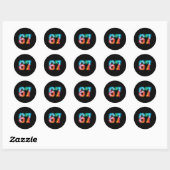 67 Nummer Meme Grappig Zes Zeven Tie Dye Gen Alpha Ronde Sticker (Vel)