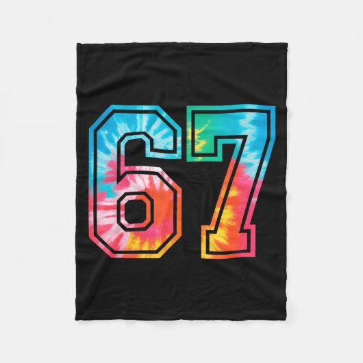 67 Nummer Meme Grappige Zes Zeven Tie Dye Gen Alph Fleece Deken (Voorkant)