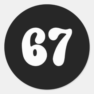 67 Nummer Zes Zeven Grappige Meme Slang Tiener Kin Ronde Sticker