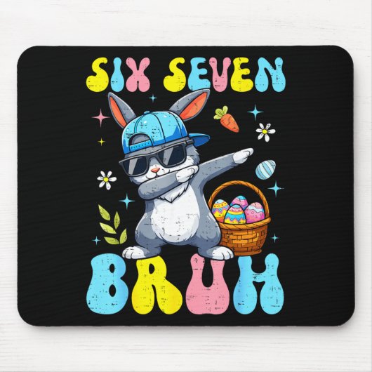 67 Pasen Dag Konijn Zes Zeven Bruh Dabbing Konijn Muismat (Voorkant)