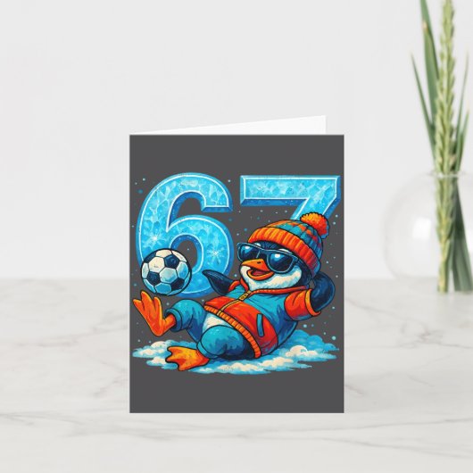 67 Penguin Soccer Funny Winter Meme Gift Kaart (Voorkant)