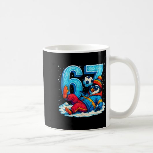 67 Penguin Soccer Funny Winter Meme Gift  Koffiemok (Rechts)