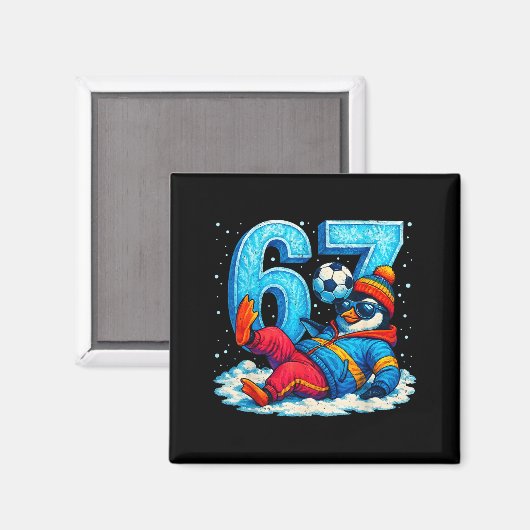 67 Penguin Soccer Funny Winter Meme Gift  Magneet (Voorkant / Achterkant)