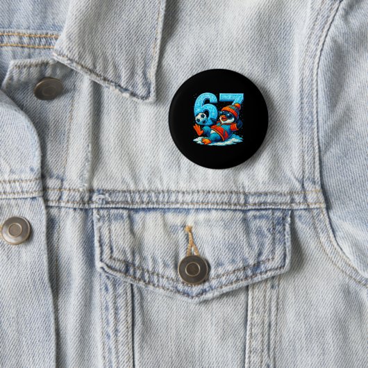 67 Penguin Soccer Funny Winter Meme Gift  Ronde Button 5,7 Cm (In situ)