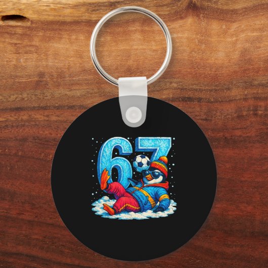 67 Penguin Soccer Funny Winter Meme Gift Sleutelhanger (Voorkant)