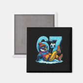 67 Pinguïn Voetbal Grappig Winter Meme Cadeau _1  Magneet (Voorkant / Achterkant)