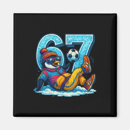 67 Pinguïn Voetbal Grappig Winter Meme Cadeau _1  Magneet (Voorkant)
