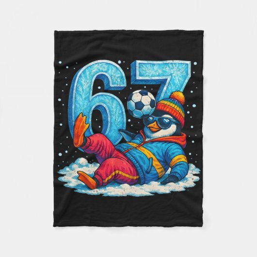 67 Pinguïn Voetbal Grappig Winter Meme Cadeau _2  Fleece Deken (Voorkant)