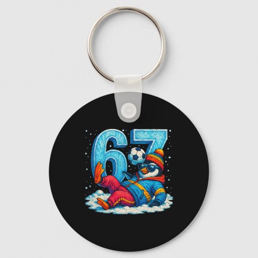 67 Pinguïn Voetbal Grappig Winter Meme Cadeau _2 Sleutelhanger (Voorkant)
