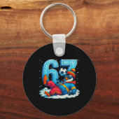 67 Pinguïn Voetbal Grappig Winter Meme Cadeau _2 Sleutelhanger (Voorkant)