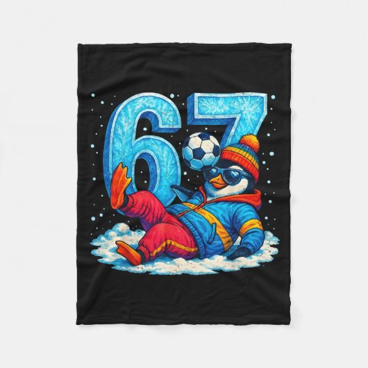 67 Pinguïn Voetbal Grappig Winter Meme Cadeau Fleece Deken (Voorkant)