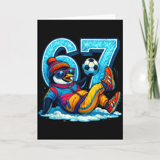 67 Pinguïn Voetbal Grappig Winter Meme Cadeau Kaart (Voorkant)