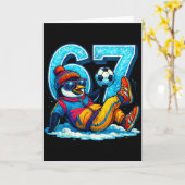 67 Pinguïn Voetbal Grappig Winter Meme Cadeau Kaart (Gele Bloem)