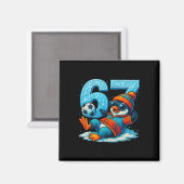 67 Pinguïn Voetbal Grappig Winter Meme Cadeau Magneet (Voorkant / Achterkant)