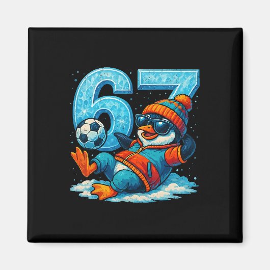 67 Pinguïn Voetbal Grappig Winter Meme Cadeau Magneet (Voorkant)