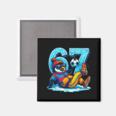 67 Pinguïn Voetbal Grappig Winter Meme Cadeau  Magneet (Voorkant / Achterkant)