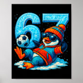 67 Pinguïn Voetbal Grappig Winter Meme Cadeau Poster (Voorkant)