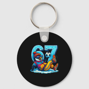 67 Pinguïn Voetbal Grappig Winter Meme Cadeau Sleutelhanger