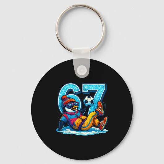 67 Pinguïn Voetbal Grappig Winter Meme Cadeau Sleutelhanger (Voorkant)